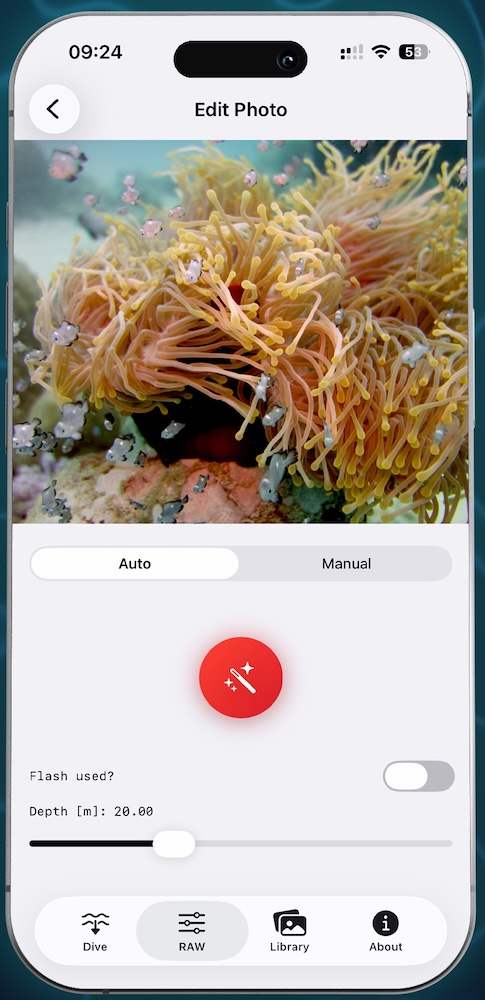 ScubAI auto correction mode